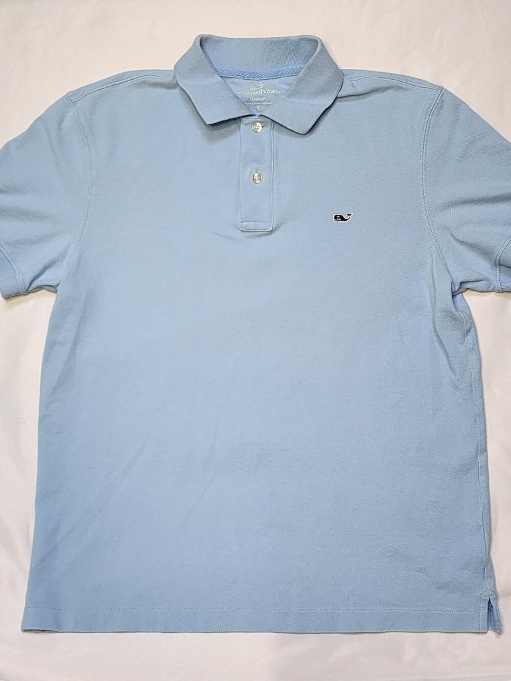 Vineyard Vines Classic Fit Light Blue Cotton Pique Polo Men's Small